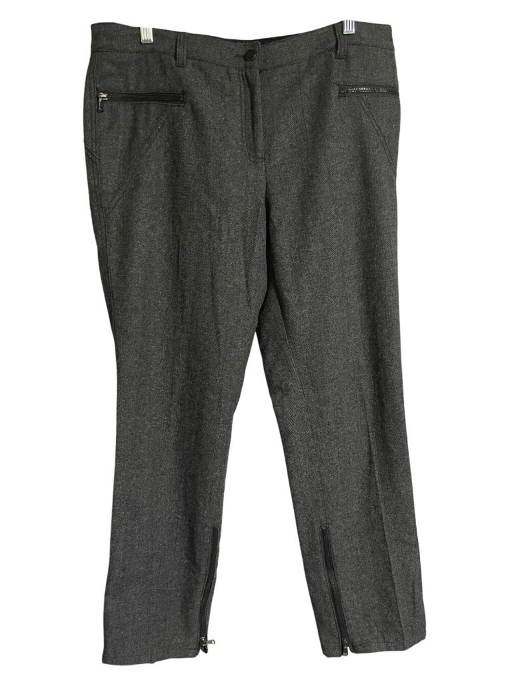 KENAR Womens Gray Moto Dress Pants Size 10 Wool Blend Ankle Zip Corporate